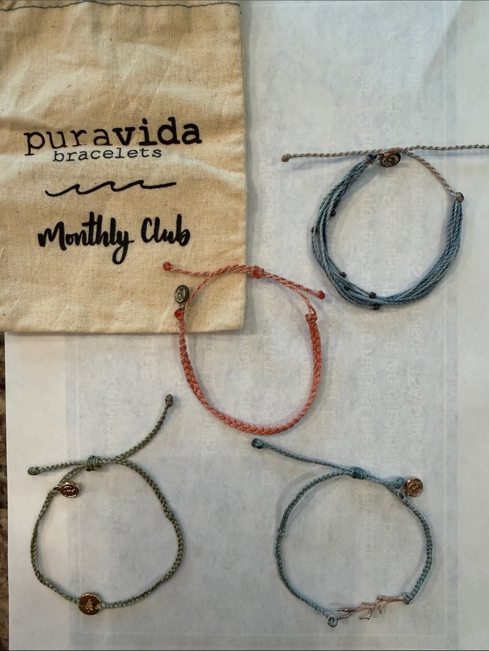 Pura Vida Bracelet Set - Coral, Light Blue, Sage, Teal